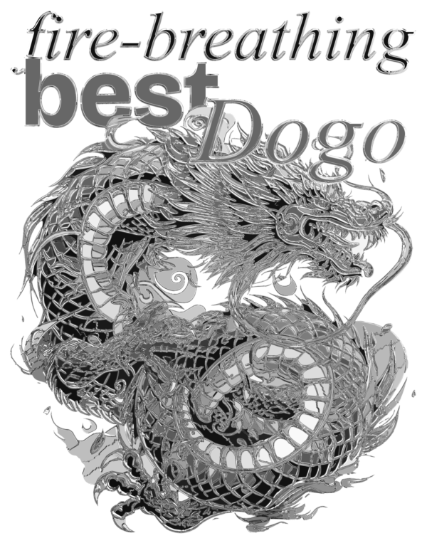 A dragon crossed with a phrase in chrome effect design