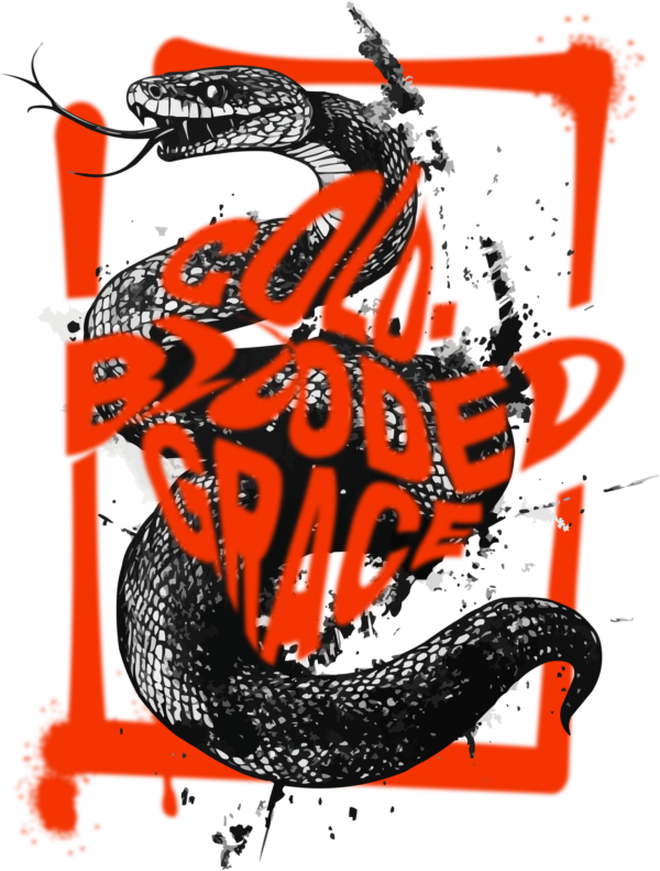 Aggressive snake on an orange frame and a phrase cib effect flag and blur design