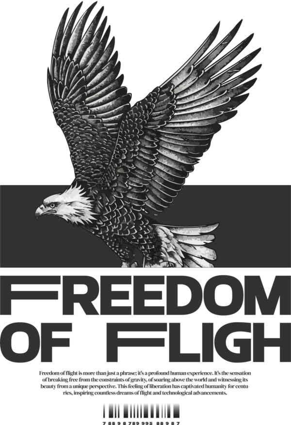 Eagle emerging from a black background with a clipping mask effect design