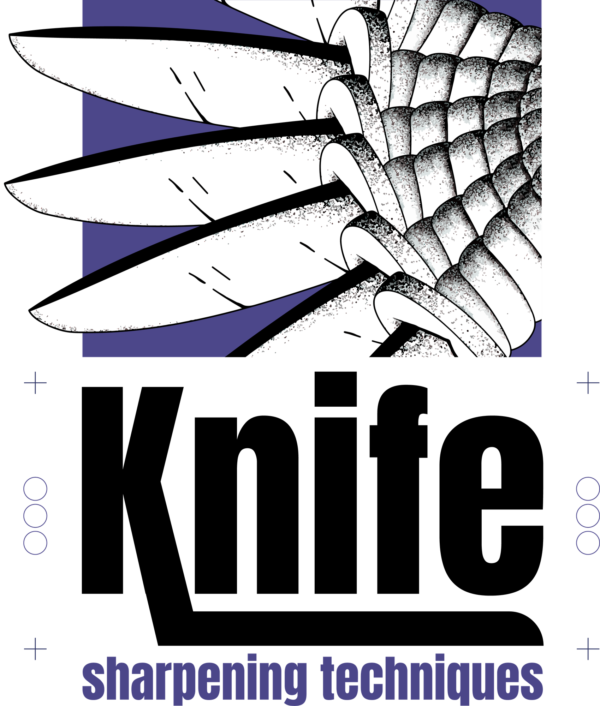 Fan of knives in purple box with a weapon phrase design