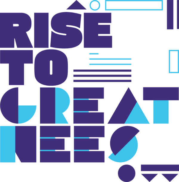 Geometric phrase in purple and blue design