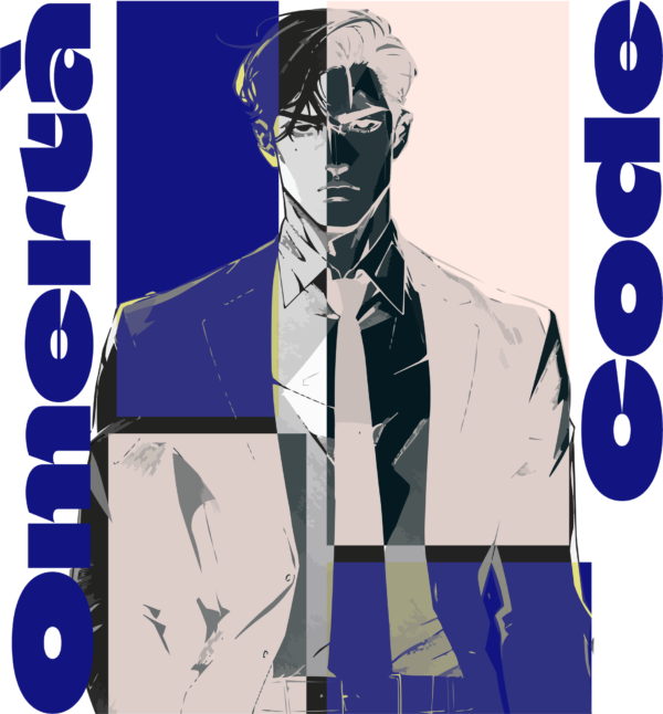 Man with suit in blue color with negative effect design