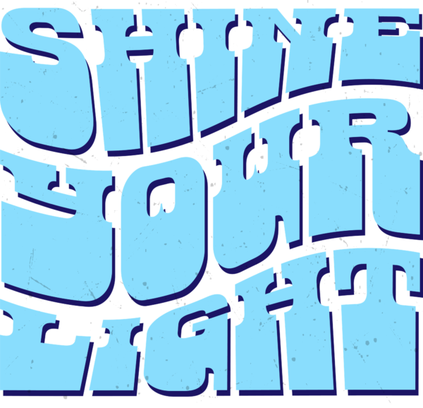 Motivational phrase in slab serif font with waves effect design