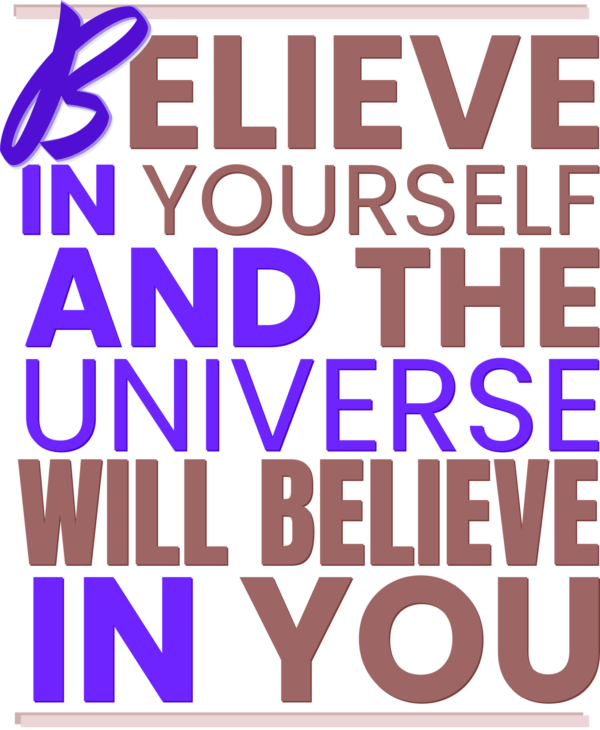 Motivational phrase vertical in brown and purple tones design