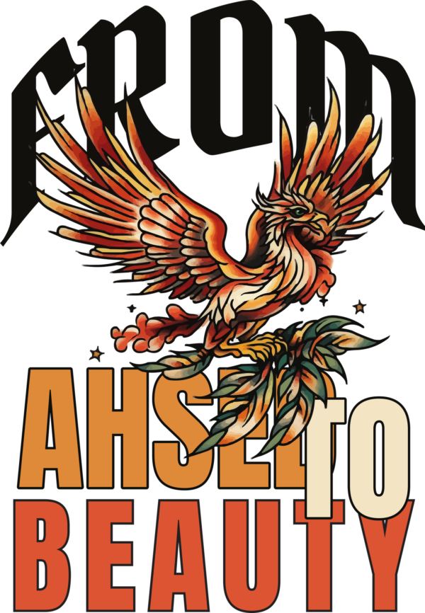 Phoenix bird superimposed on a phrase design
