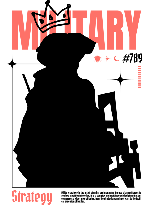 Silhouette of a soldier with decorated rifle and phrase design