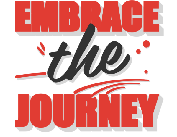 Text in red sans serif font and horizontal handwritten design