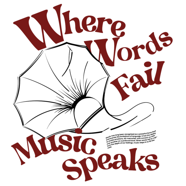 Musical phrase decorated with turntable in line art style design