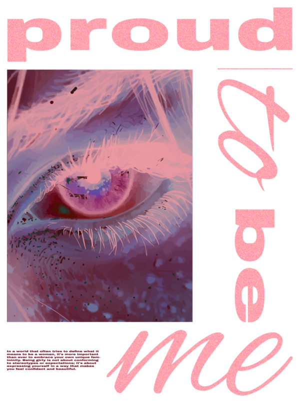 A girl's gaze with a negative effect design