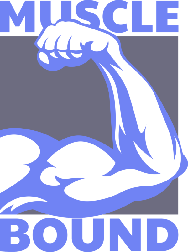 A muscular arm with crop mask effect on a blue background design