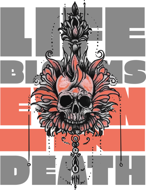 A tribal decorated with a pumpkin on top placed in a vertical phrase design