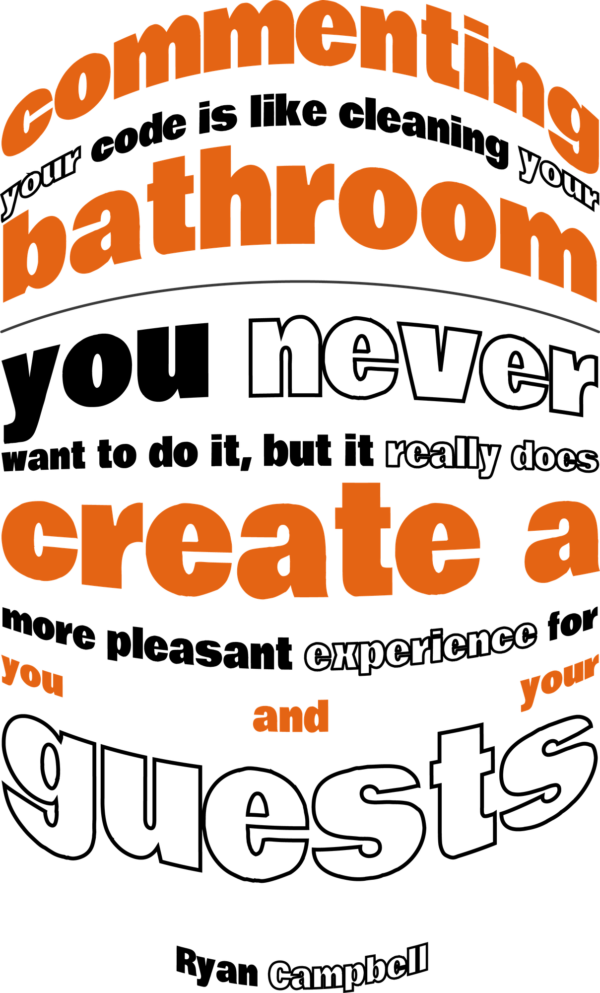 Commenting your code is like cleaning your bathroom - you never want to do it, but it really does create a more pleasant experience for you and your guests