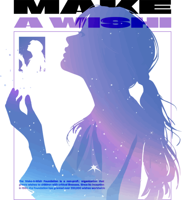 Girl looking at the sky with a gradient effect design