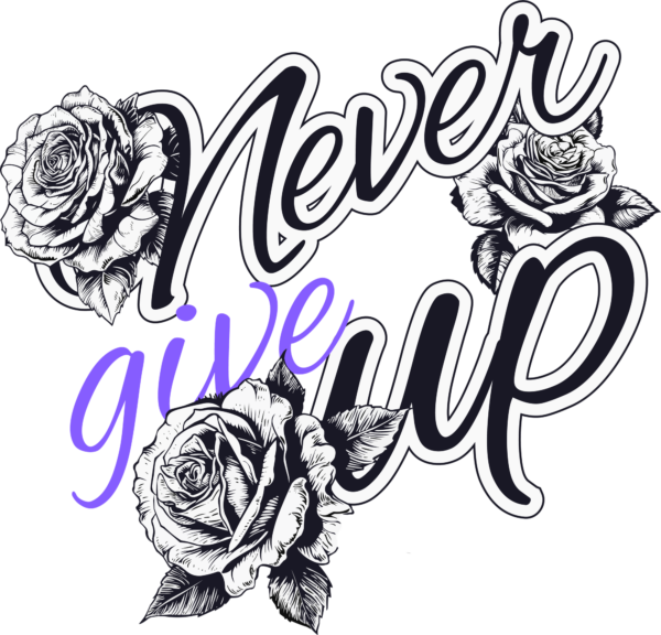 Girly phrase decorated with black flowers design