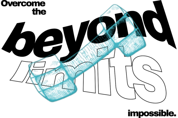 Gym phrase in a wave effect with side perspective design