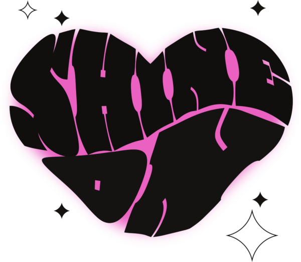 Heart with a phrase in black on a pink blur background design