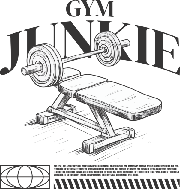 Illustration of bench press with a barbell and a phrase design