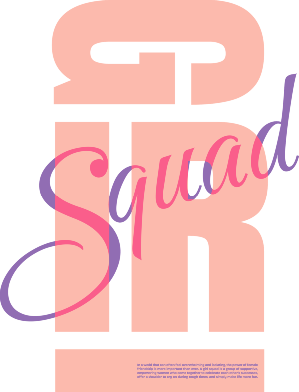 Phrase of women in vertical with a sans serif and handwritten font design