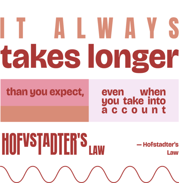 It always takes longer than you expect, even when you take into account Hofstadter’s Law