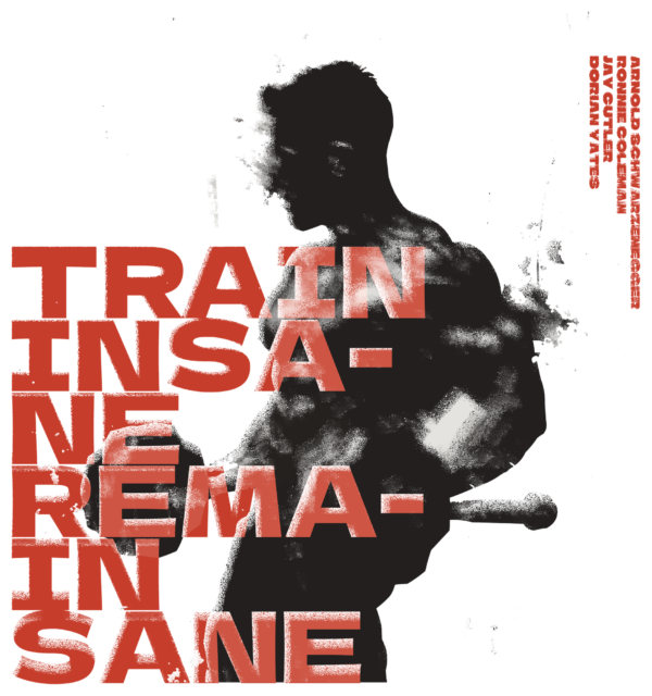 Silhouette of a man lifting a barbell decorated with a phrase in grunge style design