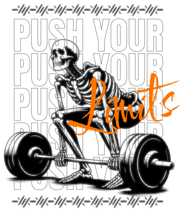 Skeleton lifting a deadlift bar design