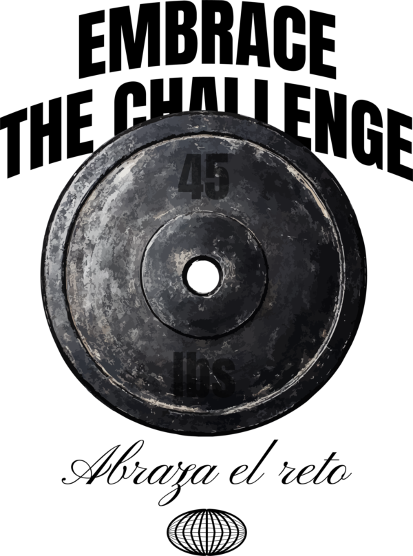 Weight disk in 3d effect with phrase in arc design