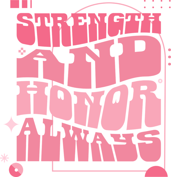 A typographic design with a phrase in display font in pink tone design