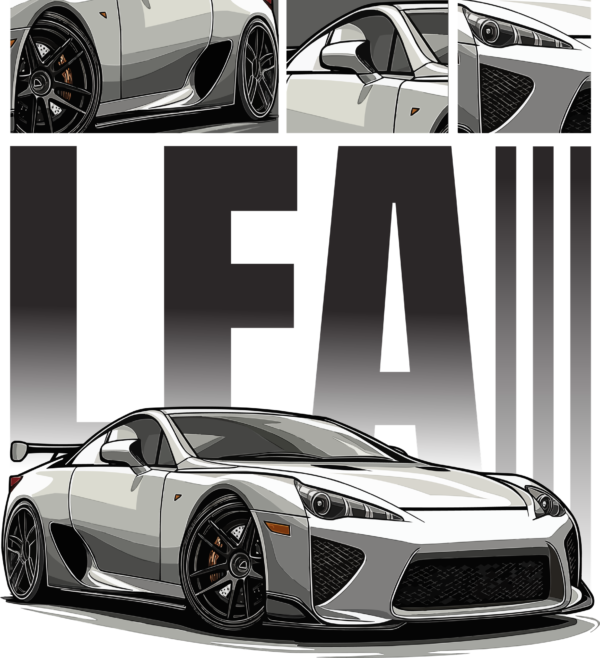 Illustration of a japanese sports car in gray and white tones design