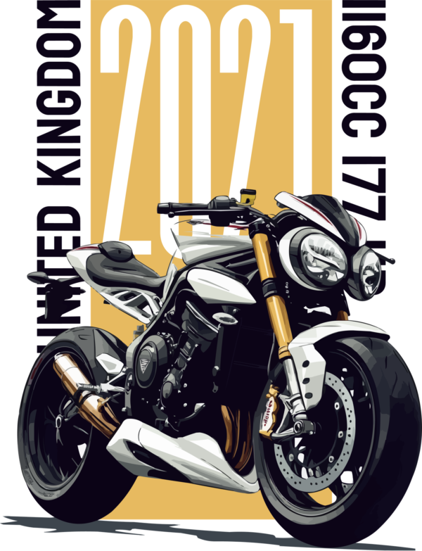 Sport bike on yellow background with related texts design