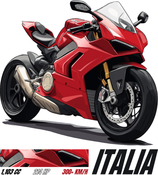 Sport motorcycle red semi side perspective design
