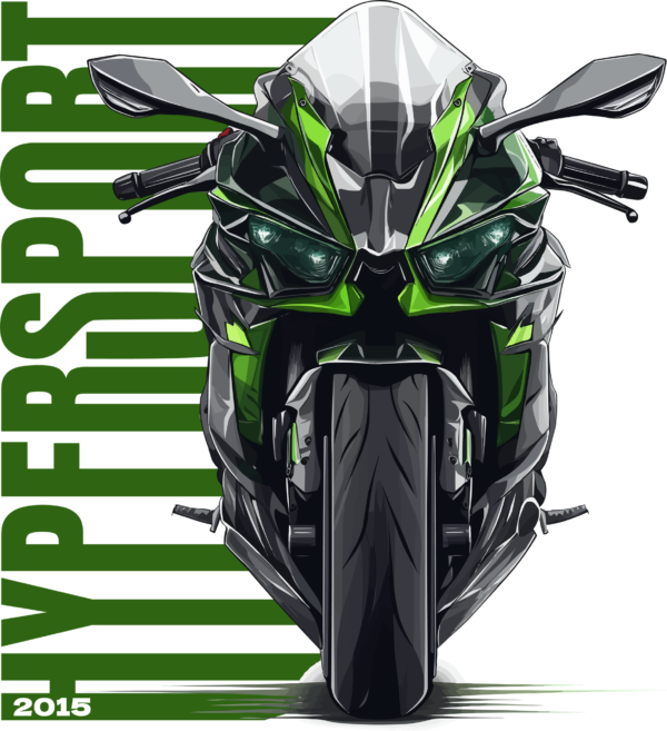 Super sport motorcycle in black and green over phrase with variable effect design