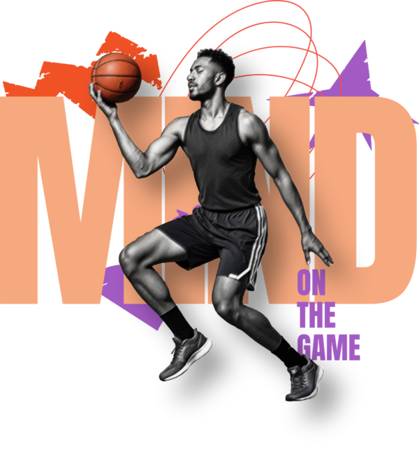 A man with a basketball and related phrase design