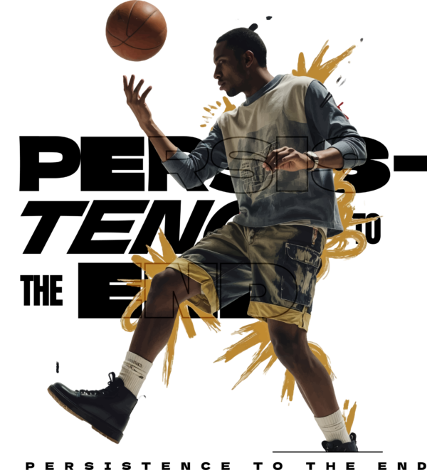 An illustration of a basketball player with variable phrase design