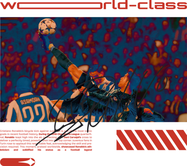 An illustration of a soccer player performing a bicycle kick design