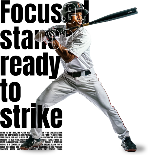 Baseball player preparing intersecting phrase design