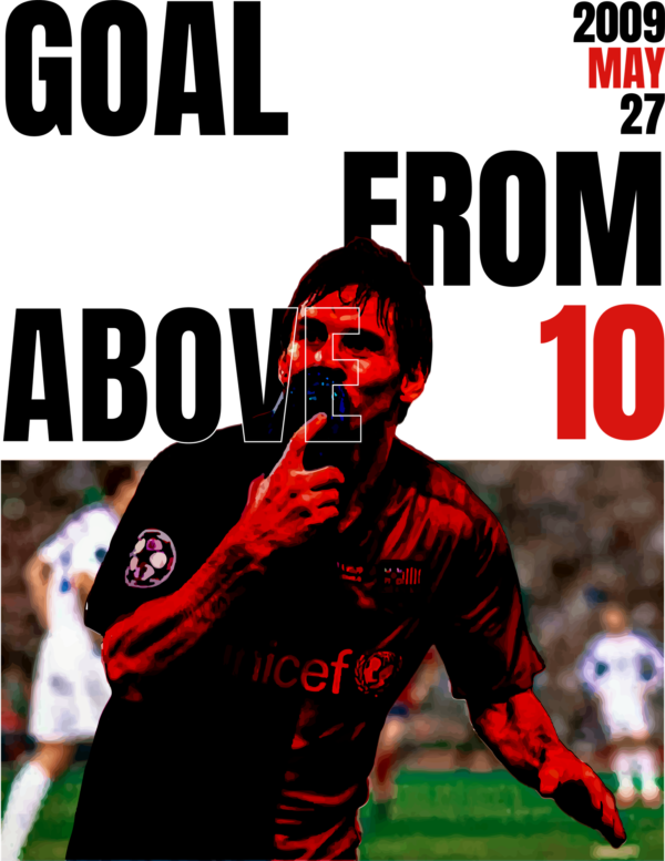 Iconic image of european soccer with a text phrase in red and black tones design