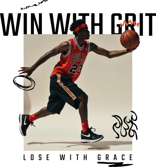 Streetwear design basketball player ball background drawn elements design