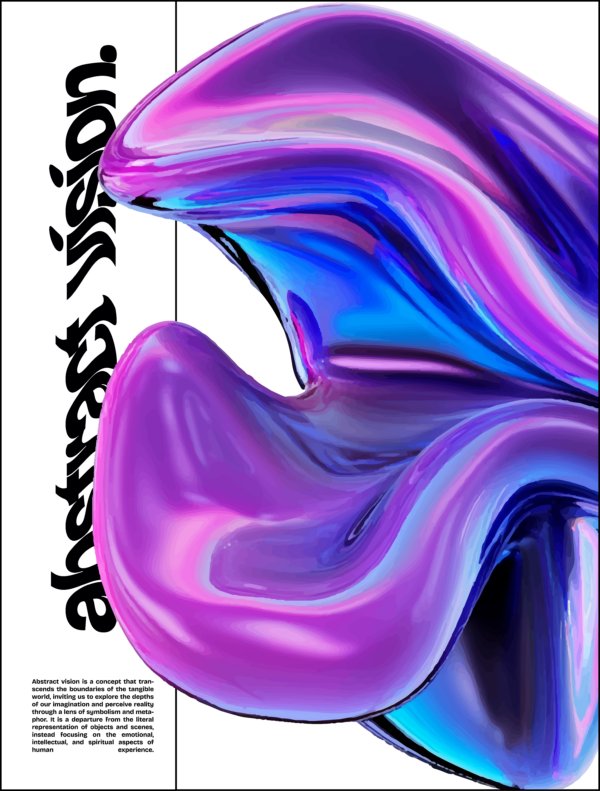 Abstract multicolor wave object with mask effect that intersects with a phrase design