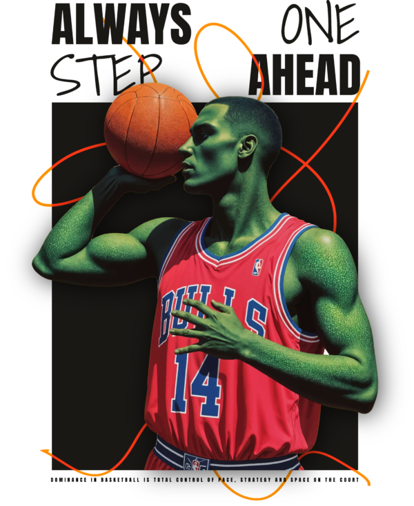 Illustration basketball player black background design