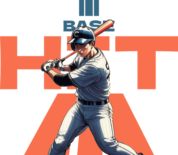 An anime character ready to hit a baseball design