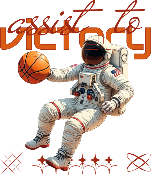 A skeleton with a basketball on a background with a related phrase design
