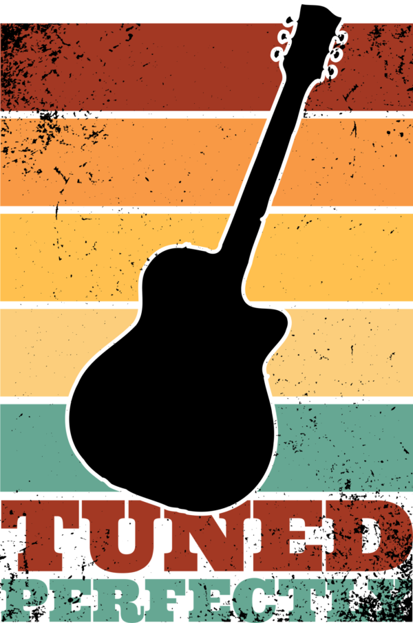 Illustration of a guitar on a vertical background of colors design