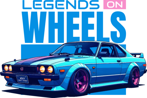 Japanese car in blue and pink tones design