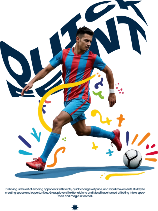 3d illustration of a soccer player with an abstract and colorful background design