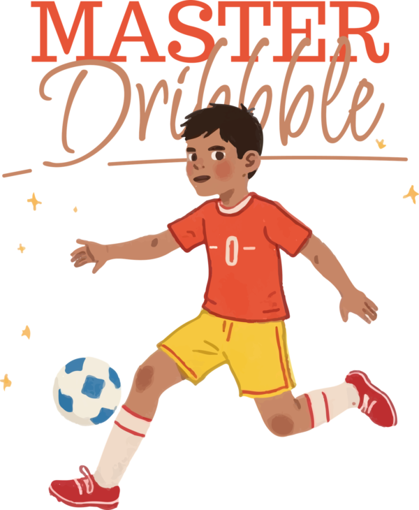 A boy with soccer player uniform in hand drawn illustration style design