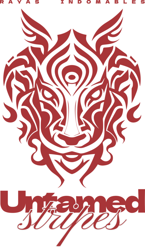 A design of a tiger in tribal style in red tones design