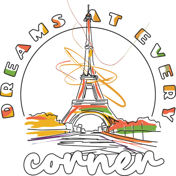 A hand drawn illustration of the tower of paris in line style design