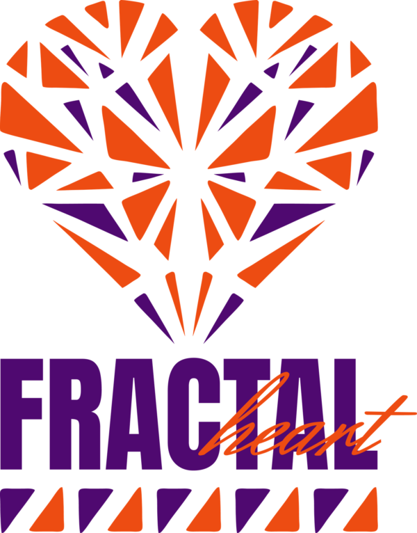 A heart in geometric style in purple and orange tones design