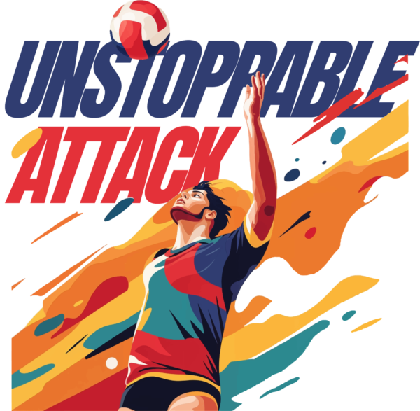 A man watching a volleyball ball in a colorful illustration style design