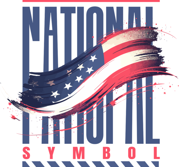 A patriotic phrase with a flag in the middle with an american flag in wave effect design